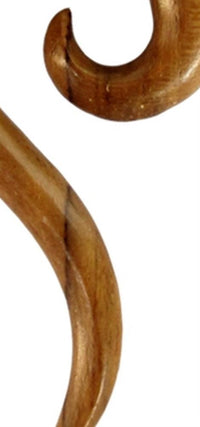 Load image into Gallery viewer, Fake Piercing Teak Holz Fragezeichen 43 mm Plug Ohrstecker braun gemasert
