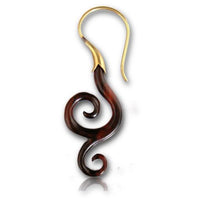 Load image into Gallery viewer, Fake Lobe Piercing Brass Holz Hook Ohrring
