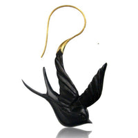 Load image into Gallery viewer, Fake Lobe Piercing Brass Holz Hook Ohrring
