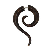 Load image into Gallery viewer, Ohrring Holz Fake Piercing lange Spirale Edelstahl Dehnschnecke

