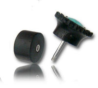 Cargar imagen en el visor de la galería, Fake Plug Piercing Arang Holz schwarz Türkis Inlay Blume
