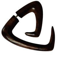 Load image into Gallery viewer, Fake Piercing Edelstahl dunkel Holz Triangel Spirale
