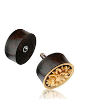 Load image into Gallery viewer, Fake Holz Plug Tamarinde Kokosschale Blume geschnitzt hell Edelstahl Organic Tribal
