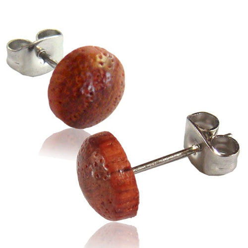 These Ohrstecker feature round, reddish-brown grained rosewood with an Edelstahl Stift, designed as unisex earrings for a unique natural look.
