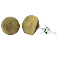 Load image into Gallery viewer, Kokosnuss-Ohrstecker Hellbraun, kugelrund, 8mmØ, aus Kokonusssholz, 925er Sterlingsilber-Stift
