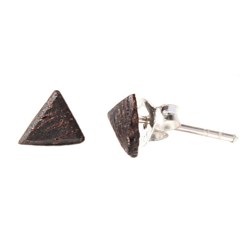 Holz-Ohrstecker, Dreieck, Kokosnuss, 6 mmØ, Dunkelbraun, 925er Sterlingsilber-Stift
