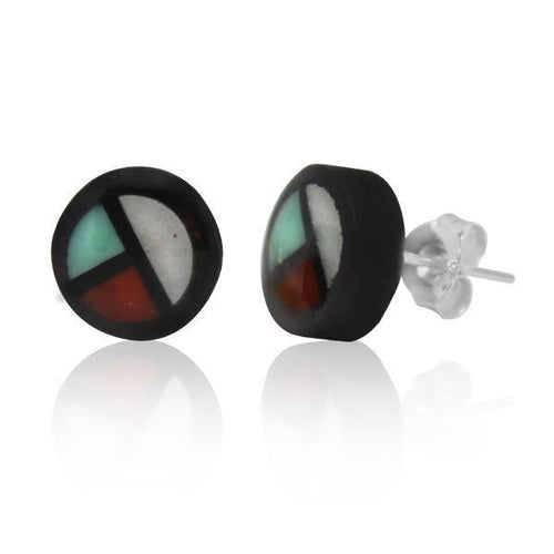 Unisex Kokosnuss Ohrstecker weiß grün rot Holz Perlmutt Muschel Silberohrringe 925er Silber