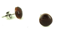 Load image into Gallery viewer, Ohrstecker Unisex Teakholz rund braun gemasert Holzohrstecker Edelstahl Schmuck Ohrringe
