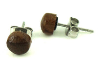Load image into Gallery viewer, Ohrstecker Unisex Teakholz rund braun gemasert Holzohrstecker Edelstahl Schmuck Ohrringe
