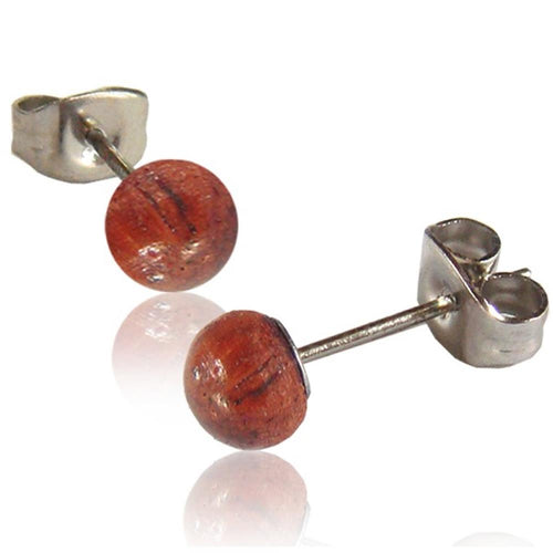 Holzohrstecker Ohrstecker Edelstahl braun unisex 7 mm Kugel