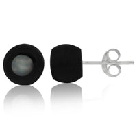Cargar imagen en el visor de la galería, Damen Ohrstecker Kokos weiß schwarz Kugel 8 mm Holz Perlmutt Muschel Silberohrstecker 925er Silber
