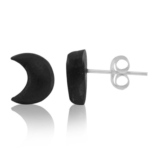 Ohrstecker Kokosnuss schwarz Halbmond Holz Silberohrringe 925er Silber Unisex Ohrschmuck