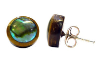 Load image into Gallery viewer, Ohrstecker Unisex 8 mm Kokosnuss Holz Edelstahl Muschel Stein Inlay rund Stern
