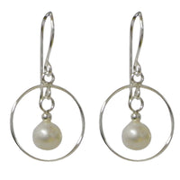 Load image into Gallery viewer, Silberohrringe Filigran Ring Perle 925er Silber Ohrringe Ohrhänger Damen Schmuck
