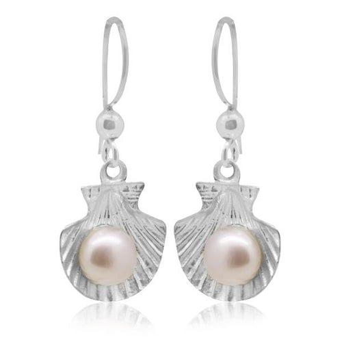 Silberohrringe 925er Silber Ohrringe Ohrhänger Damen Schmuck Muschel Perle