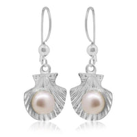 Load image into Gallery viewer, Silberohrringe 925er Silber Ohrringe Ohrhänger Damen Schmuck Muschel Perle
