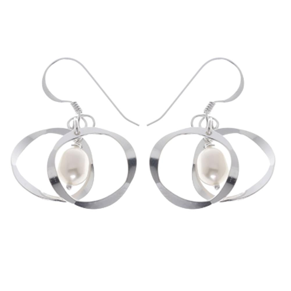 zwei Ringe Perlenohrringe 925er Sterling Silber Zuchtperle (1A Naturqualität) oval Ohrringe