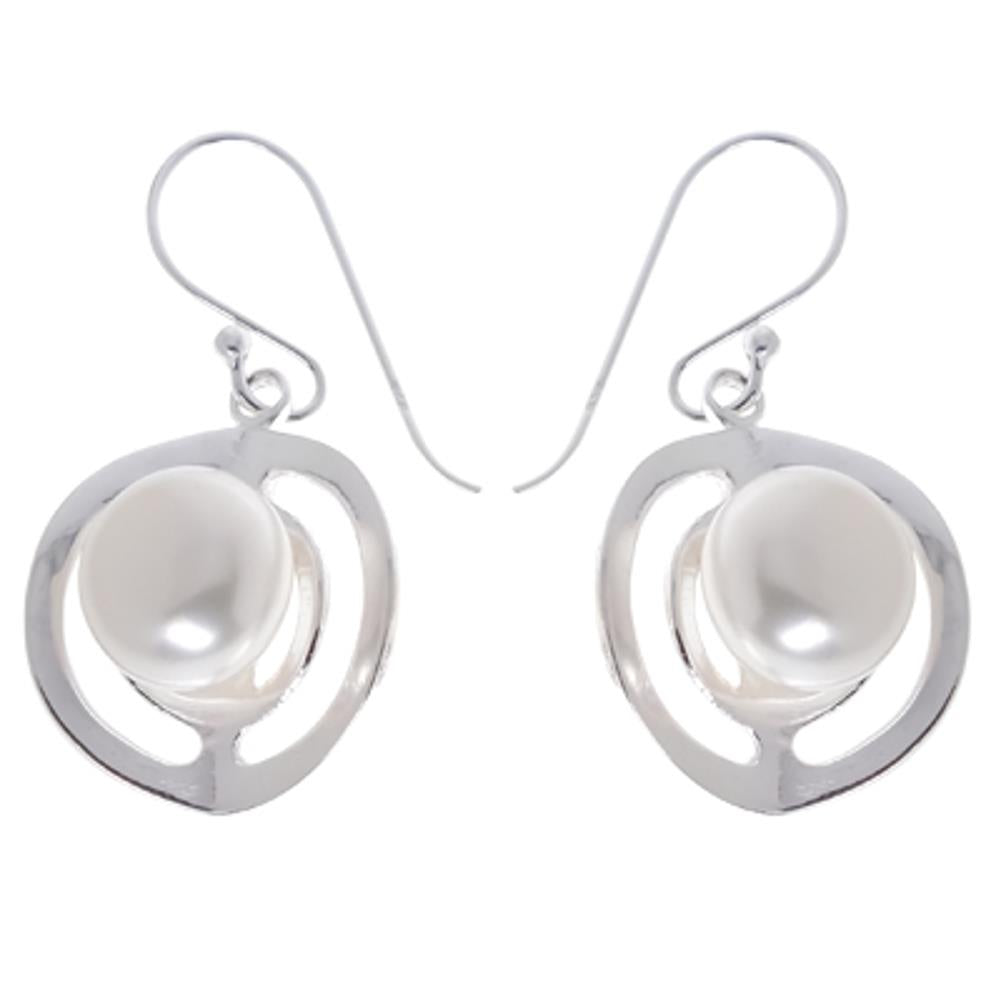 silberne Kreise Perlenohrringe Zuchtperle 925er Sterling Silber Perlen Ohrringe 18 mm
