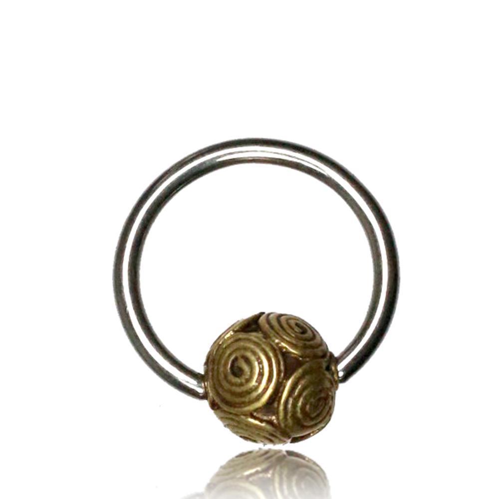 Universal Piercing Klemmkugel Ring silbern golden Brass Spiralenkugel Septum Helix Tragus