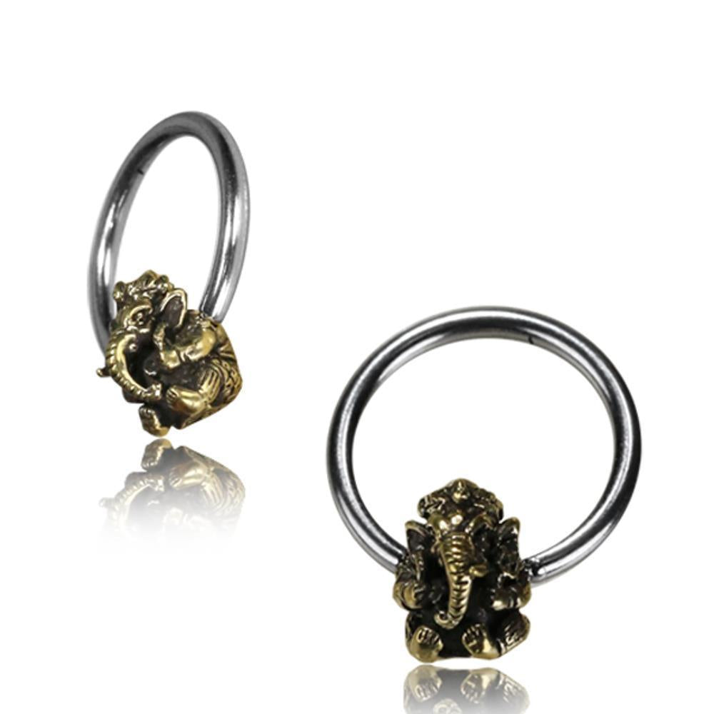 Universal Piercing Klemmkugel Ring silbern golden Brass Ganesha Septum Helix Tragus