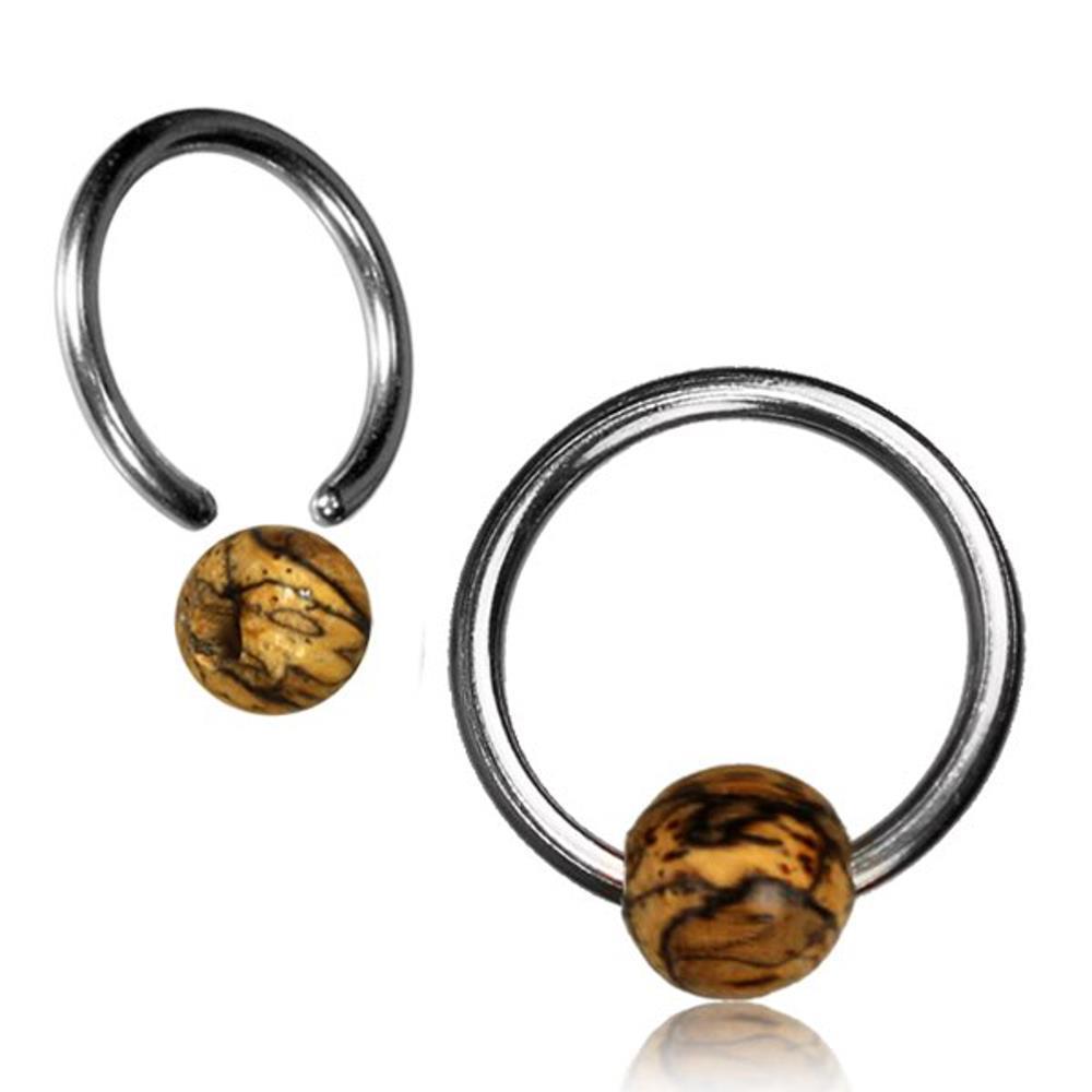 Tamarindenholz Universal Piercing Klemmkugel Ring