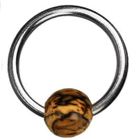 Cargar imagen en el visor de la galería, Tamarindenholz Universal Piercing Klemmkugel Ring

