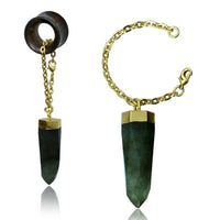 Cargar imagen en el visor de la galería, Charm Piercing Anhänger Ohrhänger für Flesh Tunnels gold Silber Messing Stein Karabiner
