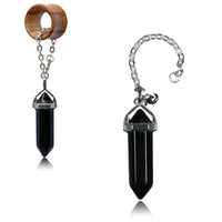 Cargar imagen en el visor de la galería, Charm Piercing Anhänger Ohrhänger für Flesh Tunnels gold Silber Messing Stein Karabiner
