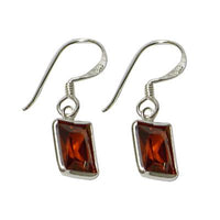 Load image into Gallery viewer, Silberohrringe Ohrhänger Zirkonia rechteckig rot facettiert 925 Silber Sterling
