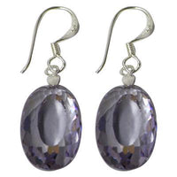 Cargar imagen en el visor de la galería, These Silberohrringe Ohrhänger feature oval facettiert Zirkonia set in 925er Sterlingsilber hooks, with shiny, reflective gemstones.

