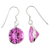 Load image into Gallery viewer, Zirkonia Silberohrhänger 12mmØ rosa pink 925er Sterling Silber Ohrringe

