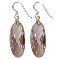 Cargar imagen en el visor de la galería, Silberohrringe Ohrringe oval facettiert rosa Zirkonia gebogen 36 mm Sterlingsilber 925

