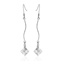 Cargar imagen en el visor de la galería, Ohrhänger Ohrringe 925er Sterling Silber nickelfrei Damen Zirkonia weiß eckig
