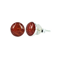 Load image into Gallery viewer, Ohrstecker Bambookoralle rot rund 925er Sterlingsilber eingefasst Koralle Ohrringe Damen Schmuck
