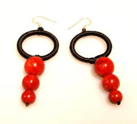 Load image into Gallery viewer, Korallenohrringe Baumwollohrringe 925er Silber Ohrringe Koralle Baumwolle Damen Ring Drei Perlen
