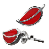 Load image into Gallery viewer, Silberohrstecker Blatt Ohrstecker Koralle 925er Sterling Silber Damen Schmuck
