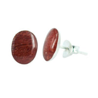 Load image into Gallery viewer, Silberohrstecker oval 8 mm rot Ohrstecker Koralle 925er Sterling Silber Damen

