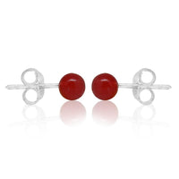 Load image into Gallery viewer, Ohrstecker 6 mm Ø Rot Koralle 925er Sterlingsilber Perle Korallenohrstecker Silberohrstecker
