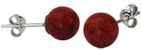 Load image into Gallery viewer, Silberohrstecker Kugel Rot Ohrstecker 925er Sterling Silber Koralle Damen Schmuck
