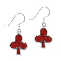 Load image into Gallery viewer, Korallenohrringe Kreuz Kartenspiel rot 15 mm 925er Sterling Silber Ohrringe Koralle
