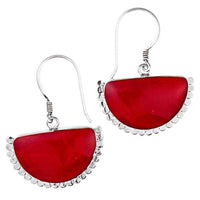 Load image into Gallery viewer, Ohrhänger Koralle Halbkreis Punkterand 925 Sterling Silber Ohrringe Damen
