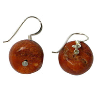 Load image into Gallery viewer, Korallenohrringe Scheibe 925er Sterling Silber Ohrringe Ohrhänger Koralle Damen Schmuck
