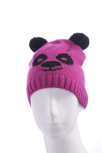 Load image into Gallery viewer, Kinder Tiermütze Beanie Mütze Bär in Pink Schwarz

