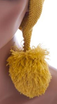 Load image into Gallery viewer, Unisex Tiermütze Norwegermütze Nepalmütze Strick ocker gelb rot weiß Bär Mütze
