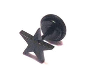 Load image into Gallery viewer, Fake Piercing Plug Ohrstecker Unisex Acryl schwarz Scheibe Gummiring Stern Schmuck
