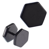 Load image into Gallery viewer, Fake Piercing Edelstahl Schraubverschluss Expander schwarz Fünfeck 10 mm
