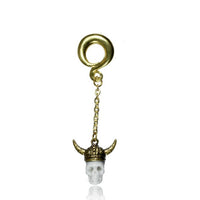 Load image into Gallery viewer, Ohrgewicht 6mm Piercing Anhänger Brass Ohrring gold Hook Bone Skull Schildkröte
