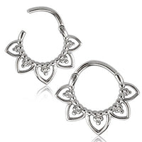 Load image into Gallery viewer, Klapp Segmentring Piercing Blume Edelstahl Gold PVD
