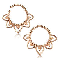 Load image into Gallery viewer, Klapp Segmentring Piercing Blume Edelstahl Gold PVD
