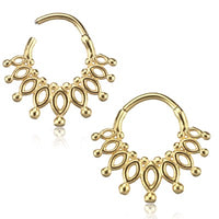 Load image into Gallery viewer, Klapp Segmentring Piercing Punkte Edelstahl Gold PVD
